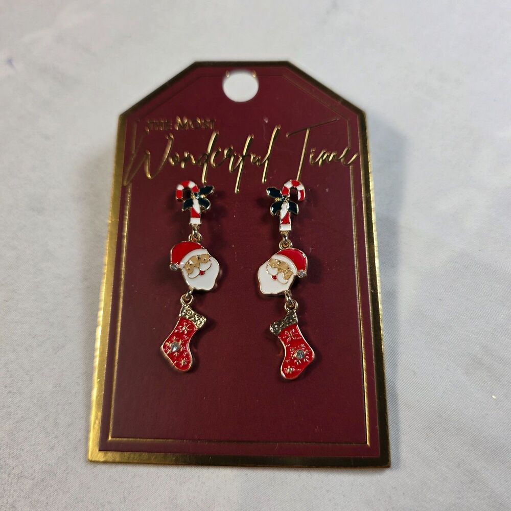 Lovisa Festive Christmas Earrings Santa Claus Stocking Candy Cane Enamel  NEW